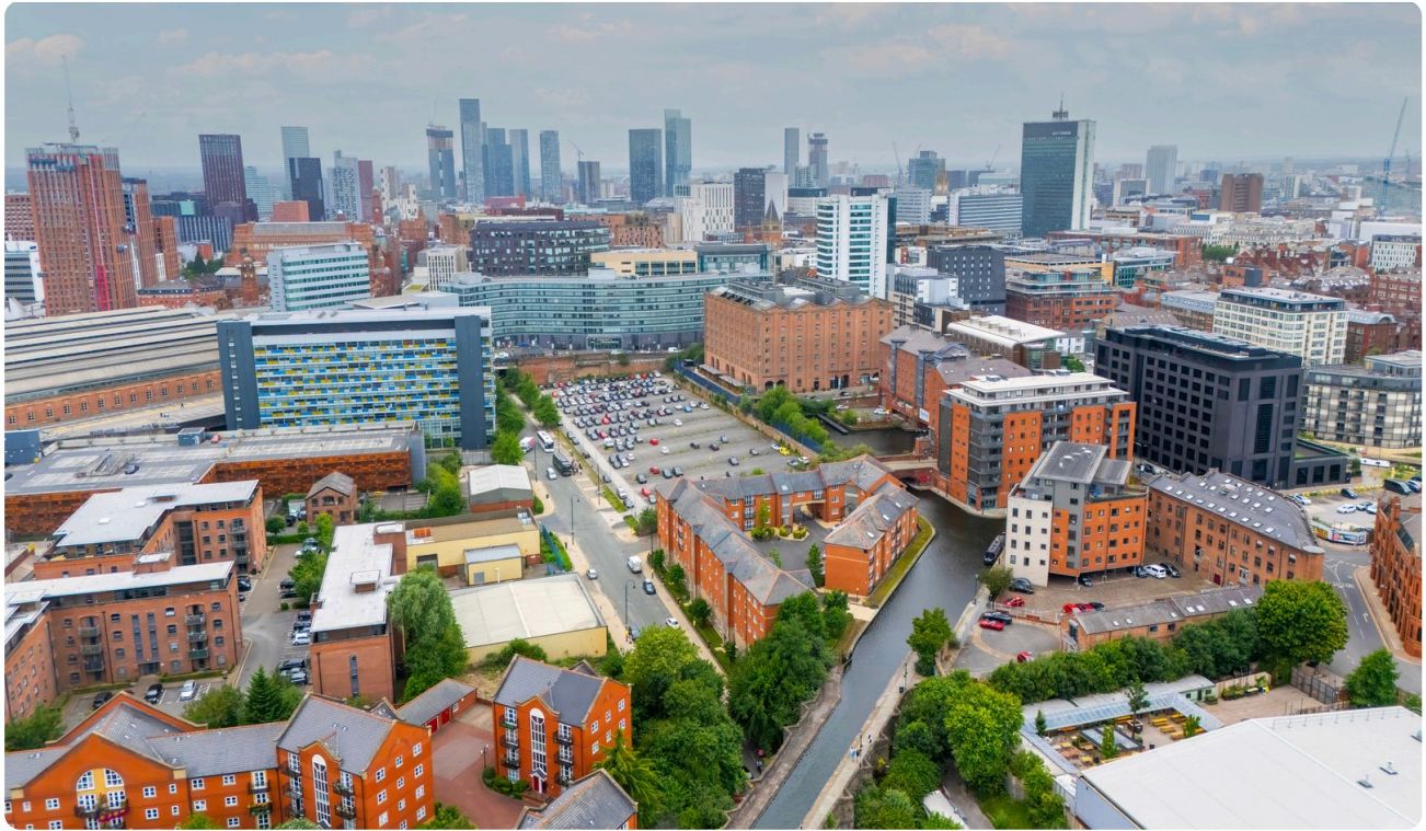 Looking across the district towards the city core